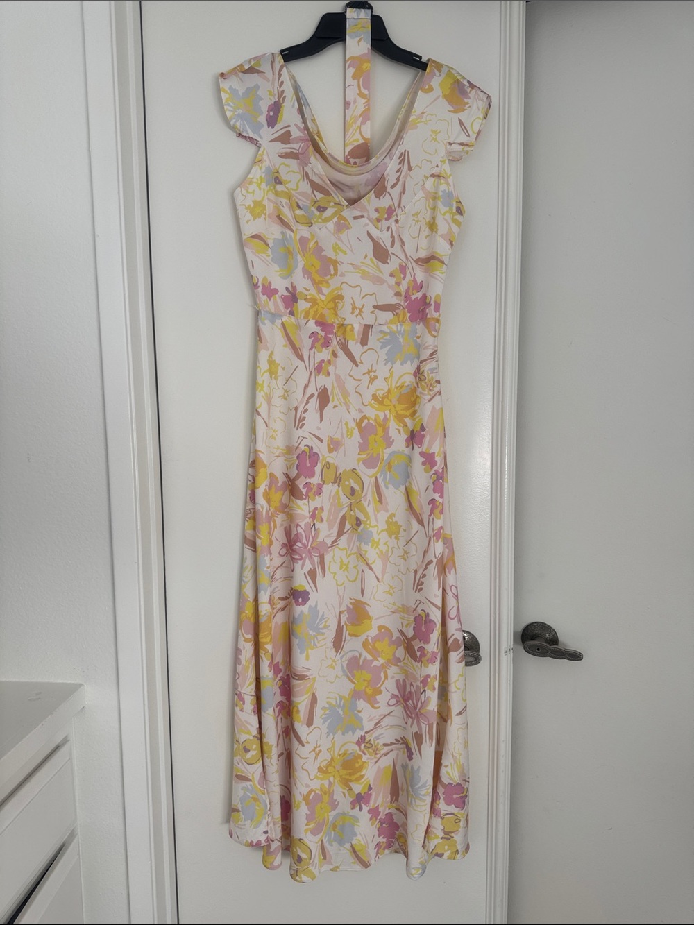 Ted Baker London Pastel Floral V-neck in front Cowl-Back Maxi Dress